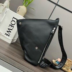 Loewe Anton Sling Bag in Black Calfskin and Jacquard LS929005