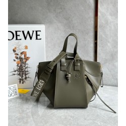 Loewe Compact Hammock Bag in Khaki Green Satin Calfskin LS929011