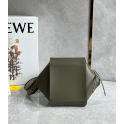 Loewe Compact Hammock Bag in Khaki Green Satin Calfskin LS929011