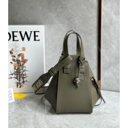 Loewe Compact Hammock Bag in Khaki Green Satin Calfskin LS929011