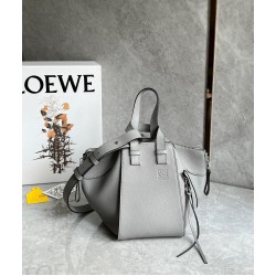 Loewe Compact Hammock Bag in Pearl Grey Grained Calfskin LS929015