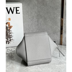 Loewe Compact Hammock Bag in Pearl Grey Grained Calfskin LS929015