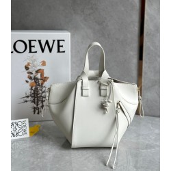 Loewe Compact Hammock Bag in White Satin Calfskin LS929017