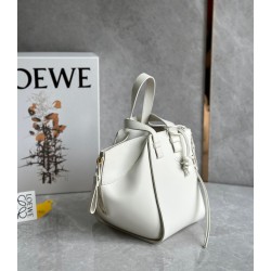 Loewe Compact Hammock Bag in White Satin Calfskin LS929017