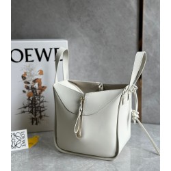 Loewe Compact Hammock Bag in White Satin Calfskin LS929017