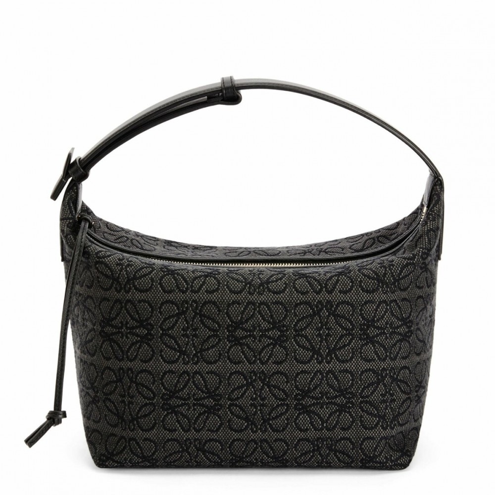 Loewe Cubi Hobo Bag in Black Anagram Jacquard LS929019