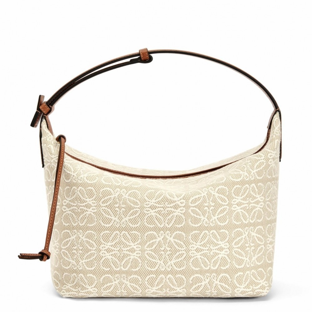 Loewe Cubi Hobo Bag in Ecru Anagram Jacquard LS929023