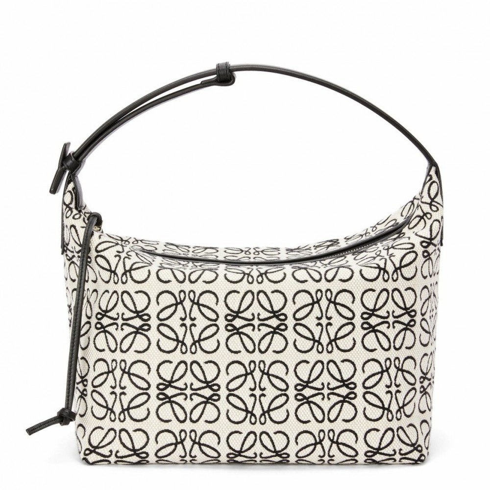 Loewe Cubi Hobo Bag in Ecru/Black Anagram Jacquard LS929020