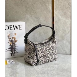 Loewe Cubi Hobo Bag in Ecru/Black Anagram Jacquard LS929020