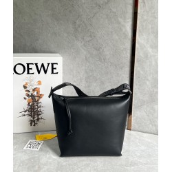 Loewe Cubi Small Bag in Black Calfskin and Jacquard LS929024