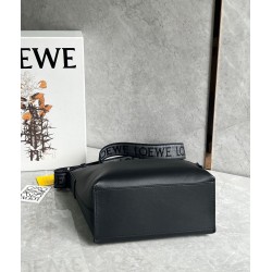 Loewe Cubi Small Bag in Black Calfskin and Jacquard LS929024