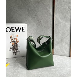 Loewe Cubi Small Bag in Green Calfskin and Jacquard LS929018