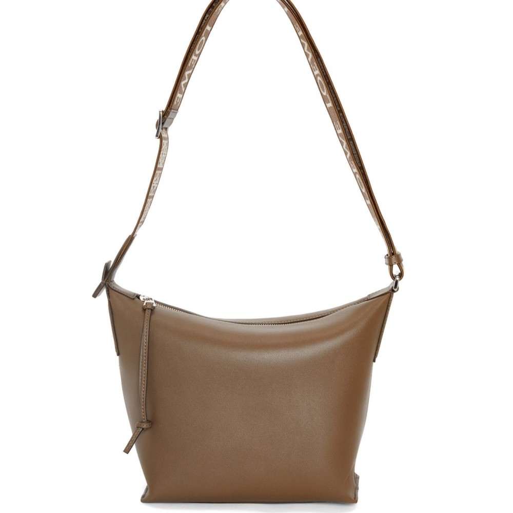 Loewe Cubi Small Bag in Winter Brown Calfskin and Jacquard LS929021