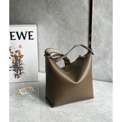 Loewe Cubi Small Bag in Winter Brown Calfskin and Jacquard LS929021