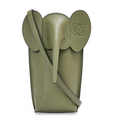 Loewe Elephant Pocket in Green Calfskin LS929025