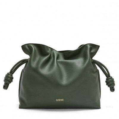 Loewe Flamenco Clutch Bag in Bottle Green Nappa Calfskin LS929029