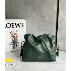 Loewe Flamenco Clutch Bag in Bottle Green Nappa Calfskin LS929029