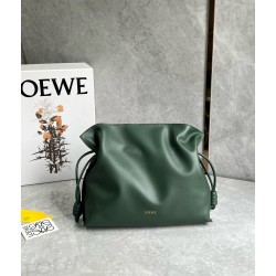 Loewe Flamenco Clutch Bag in Bottle Green Nappa Calfskin LS929029