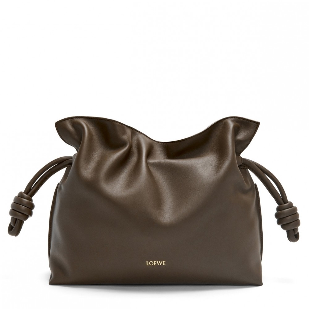 Loewe Flamenco Clutch Bag in Chocolate Nappa Calfskin LS929031