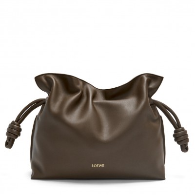 Loewe Flamenco Clutch Bag in Chocolate Nappa Calfskin LS929031