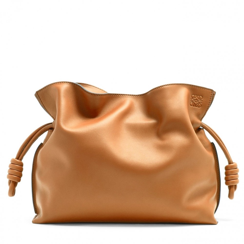 Loewe Flamenco Clutch In Brown Nappa Leather LS929041