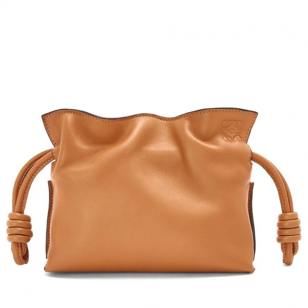 Loewe Flamenco Nano Clutch In Brown Nappa Leather LS929050