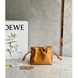 Loewe Flamenco Nano Clutch In Brown Nappa Leather LS929050