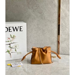 Loewe Flamenco Nano Clutch In Brown Nappa Leather LS929050