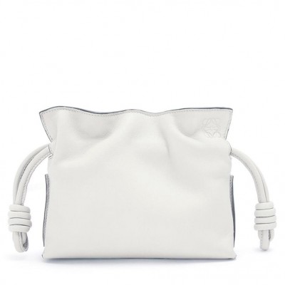 Loewe Flamenco Nano Clutch In White Nappa Leather LS929052