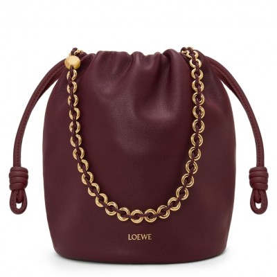 Loewe Flamenco Purse Bucket Bag in Burgundy Nappa Lambskin LS929060