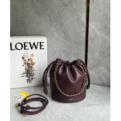 Loewe Flamenco Purse Bucket Bag in Burgundy Nappa Lambskin LS929060