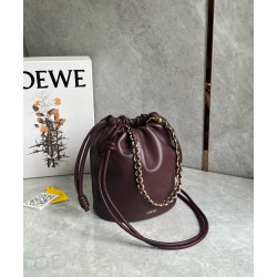 Loewe Flamenco Purse Bucket Bag in Burgundy Nappa Lambskin LS929060