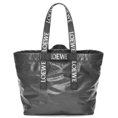 Loewe Fold Shopper Bag in Black Paper Calfskin LS929055