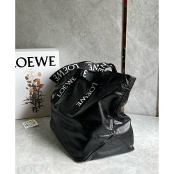 Loewe Fold Shopper Bag in Black Paper Calfskin LS929055