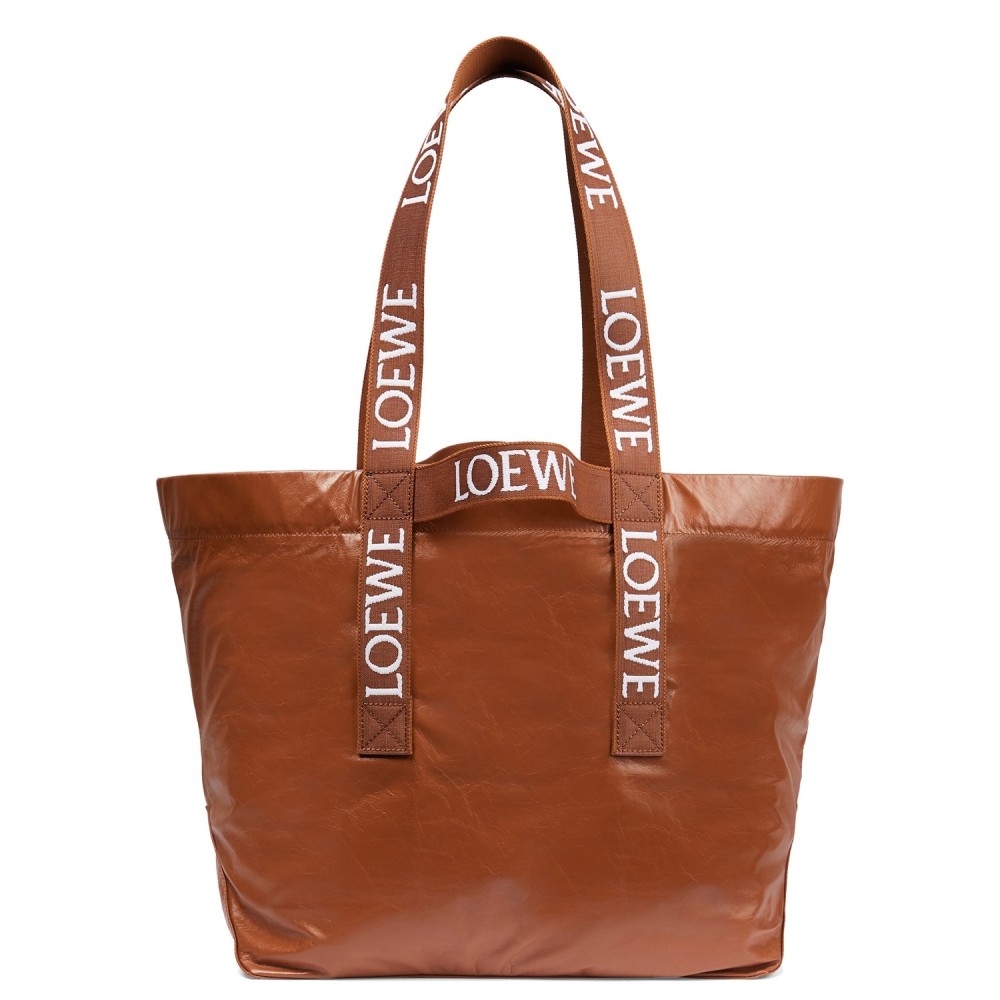 Loewe Fold Shopper Bag in Brown Paper Calfskin LS929066