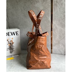 Loewe Fold Shopper Bag in Brown Paper Calfskin LS929066