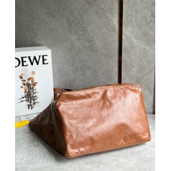 Loewe Fold Shopper Bag in Brown Paper Calfskin LS929066