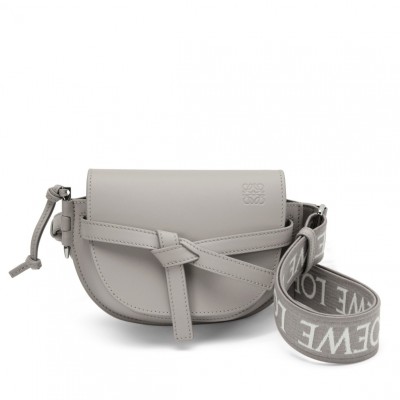 Loewe Gate Dual Mini Bag In Grey Calfskin LS929057