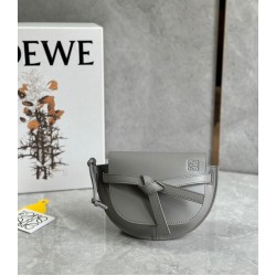 Loewe Gate Dual Mini Bag In Grey Calfskin LS929057