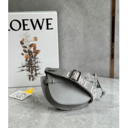 Loewe Gate Dual Mini Bag In Grey Calfskin LS929057