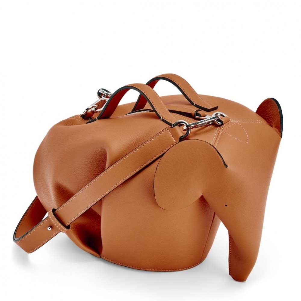 Loewe Large Elephant Bag in Brown Calfskin LS929074