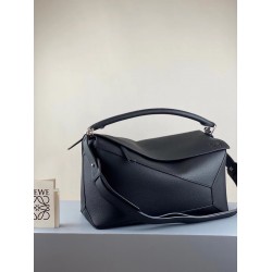 Loewe Large Puzzle Bag In Black Grained Leather LS929076