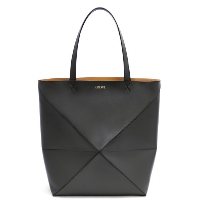 Loewe Large Puzzle Fold Tote Bag in Black Calfskin LS929081