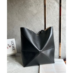 Loewe Large Puzzle Fold Tote Bag in Black Calfskin LS929081