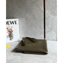 Loewe Large Puzzle Fold Tote Bag in Dark Green Calfskin LS929087