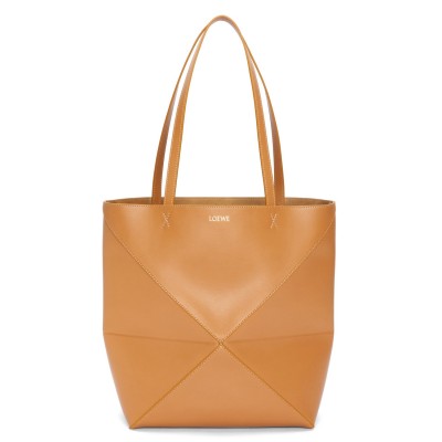 Loewe Large Puzzle Fold Tote Bag in Tan Calfskin LS929082