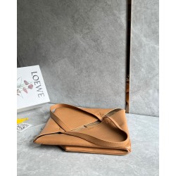 Loewe Large Puzzle Fold Tote Bag in Tan Calfskin LS929082