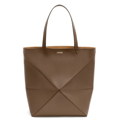 Loewe Large Puzzle Fold Tote Bag in Umber Calfskin LS929094