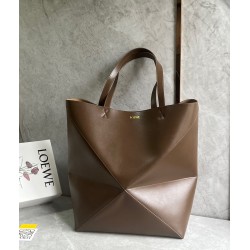 Loewe Large Puzzle Fold Tote Bag in Umber Calfskin LS929094