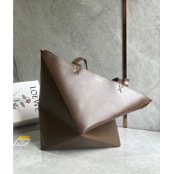 Loewe Large Puzzle Fold Tote Bag in Umber Calfskin LS929094